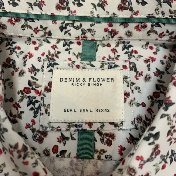 Denim & Flower by Ricky Singh Men's Large Floral Button Up Shirt - Picture 4 of 9